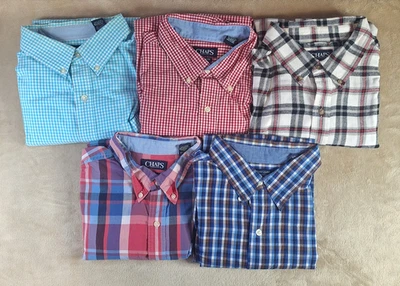 Chaps Shirt Mens XL Lot 5 Plaid Check Flannel Casual Button Easy Care - Image 1 of 4