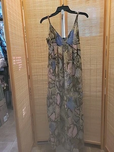 Maxi abito donna piume taglia media multicolore regolabile cinturino foderato spacco - Foto 1 di 12