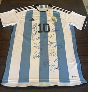 Argentinien Trikot WM 2022 Champions signiert von 16 Spielern mit Messi MIT COA! - Bild 1 von 11