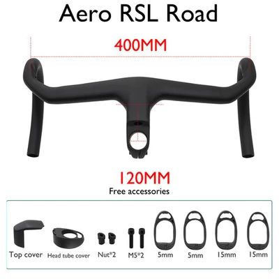 Carbon Aero RSL Road Bike Integrated Drop Bar, Spacer/ Lane Grip Stem Angle -7° - Image 1 of 4