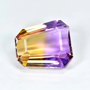 8.88Ct 13 X 12 mm Emerald Cut, Purple & Yellow Color Natural Ametrine Gemstone - Picture 1 of 1