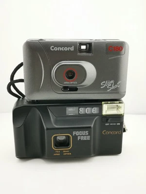 Lot of 2 - Concord 35mm Film Camera Bundle Focus Free 806 SlimShot C180 Untested - Image 1 of 4