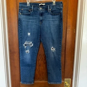 Levi’s Boyfriend Distressed Denim Jeans Womens Tag 32 Measures 35 - Picture 1 of 8