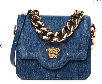 Bolso Bandolera Versace La Medusa Azul Denim Cadena Hombro Foto 1 de 4