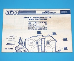 1987 GI JOE M.C.C. MOBILE COMMAND CENTER SPARE BLUEPRINT INSTRUCTIONS LABEL P... - Picture 1 of 3