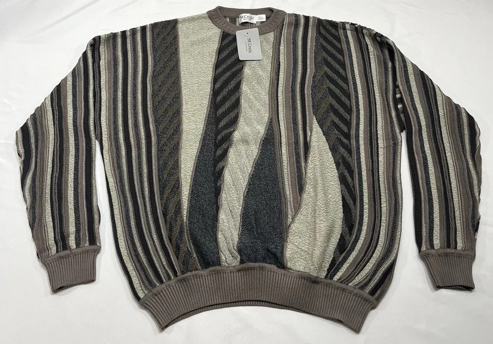 NEW Vintage St. Croix Knit 3D Knit Grandpa Sweater XL Crewneck Abstract Cosby - Image 1 of 4
