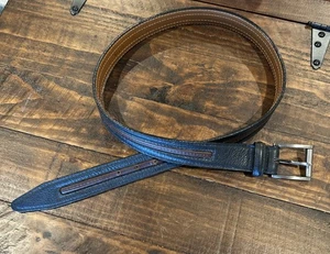 Paul Frederick Brown 2 Tone Leather Belt Sz 34 Style 76134 - Picture 1 of 4