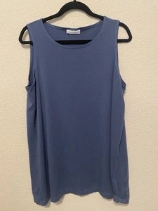Bryn Walker Teal Sleeveless Bamboo Cotton Blend Tunic Tank Top Sz L T28 - Picture 1 of 6