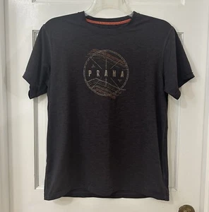 Prana Performance Graphic Logo Athletic Stretch T-Shirt Heathered Gray Sz M - Picture 1 of 3