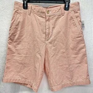 Herrenshorts neu mit Etikett Izod Seersucker Größe 32 vorne flach koralle/weiß gestreift - Bild 1 von 10