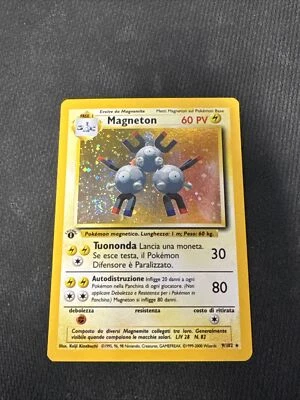 Pokémon TCG: MAGNETON HOLO 9/102 Base Set ITALIAN 1st Edition SWIRL - Image 1 of 3