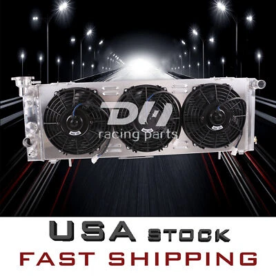 Подходит для Jeep Cherokee/Comanche 1991-2001 годов выпуска 2,5 л 4,0 л 4 ряда радиатор + плащаница + 9 дюймов * 3 вентилятора - Изображение 1 из 4