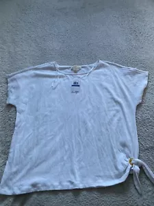 Michael Kors Women Short Sleeve Crew Neck T-Shirt White Size XL - Picture 1 of 10