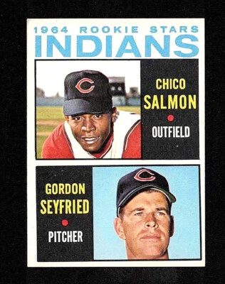 1964 TOPPS #499 INDIANS ROOKIE STARS CHICO SALMON / GORDON SEYFRIED CARD --  NM  - Image 1 of 2