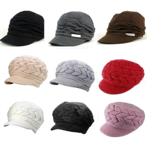 Cappello berretto donna ragazza visiera tesa piatta invernale a punta berretto caldo alla moda outdoor - Foto 1 di 23
