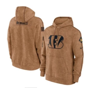Cincinnati Bengals Nike Salute To Service Club Pullover Brown Hoodie Men’s XL - Picture 1 of 5
