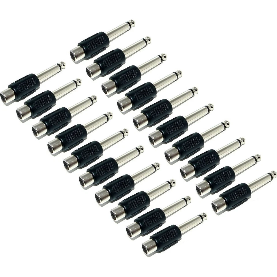 20 pack RCA female to 1/4" male mono audio converter adapters NEW - Image 1 of 1