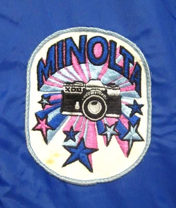 MINOLTA vtg lrg windbreaker 1970s jacket Japanese cameras psychedelic patch - Picture 1 of 3