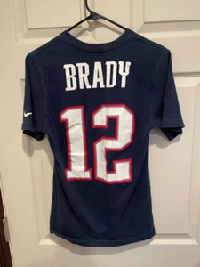 New England Patriots Tom Brady 12 Nike Mens T-Shirt Blue Crew Neck Regular Fit S - Foto 1 di 3