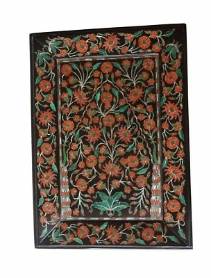  Bandeja de mármol incrustación floral piedras semipreciosas arte trabajo hogar regalos decorativos Foto 1 de 4