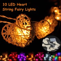 10 LED Heart-shaped Rattan String Fairy Light Lamp Wedding Party Home Xmas 