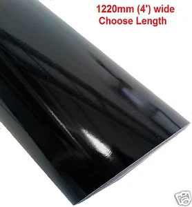 1220mm (4ft) ANCHO NEGRO BRILLANTE PLÁSTICO TRASERO PEGAJOSO - Imagen 1 de 5