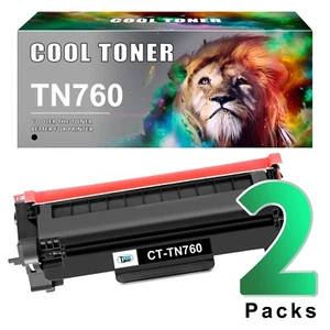 2PK TN760 Toner Cartridge For Brother MFC-L2710DW HL-L2395DW DCP-L2550DW Toner - Picture 1 of 5