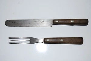 Vintage Antik Sanson Cutlery Co. Messer und 3 Zinken Gabel Patentdatum: 25.10.1870 - Bild 1 von 12
