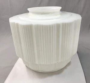 1920s Art Deco Milk Glass Skyscraper Pendant Ceiling Light Fixture Shade Large - Picture 1 of 15