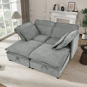 Modern 4-Seater Sofa Couch with Seats Storage for Home Living Room Office Grey - Picture 1 of 21