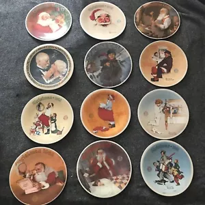 Lot of 12-Preowned Vintage Norman Rockwell Christmas Plates w/ COA's Knowles - Picture 1 of 15