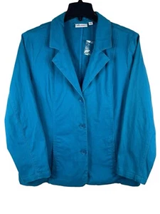 Blazer D&C Denim Company Azul Turquesa 3 Botones Manga Larga L Nuevo sin Etiquetas - Imagen 1 de 11