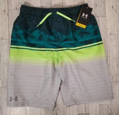 Pantalones Cortos Under Armour Jóvenes Niños XL Boardshorts UPF 50+ Forro de Malla Verde NUEVO Foto 1 de 4