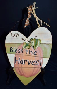 "Calabaza de metal de madera otoño bendice esta cosecha otoño decoración de acción de gracias 12"" por 8" - Imagen 1 de 2