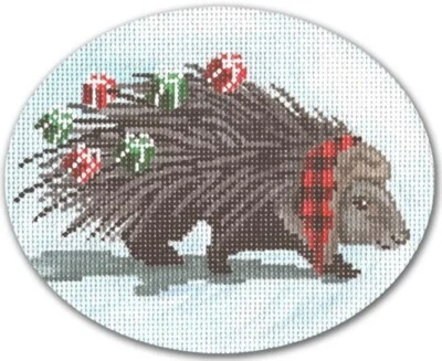 Needlepoint Handpainted Christmas CBK Porcupine 5x4 - Image 1 of 4