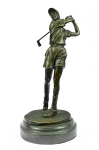 Female Golfer Golf Sport Trophy Award Bronze Sculpture Statue Figure Gift Decor - Picture 1 of 7