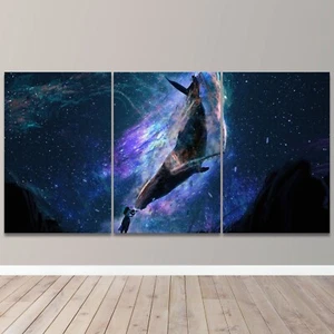 Whale Stars Nature Sea Life 3 Piece Canvas Wall Art Abstract Print Home Decor - Picture 1 of 4