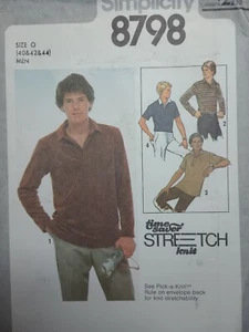 Camisa polo Simplicity 8798 para hombre 40-44 patrón de costura sobre daños - Imagen 1 de 4
