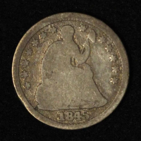 1845 5c Seated Liberty Half Dime - Free Shipping USA Cover