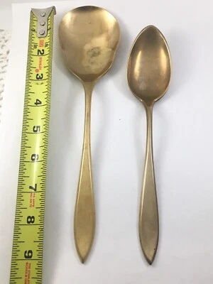Vintage Dirigold Dirilyte Goldware Regal Casserole Spoon & Solid Serving Spoon - Image 1 of 4