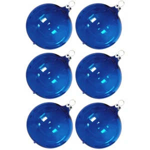 Weihnachtskugeln Set, 6 Kugeln Ø 8cm kobaltblau transparent, Thüringer Glas Weih - Bild 1 von 2