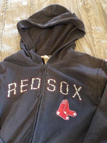 BOSTON RED SOX Baseball MAJESTIC Sweatshirt Women's Size MEDIUM Hoodie MLB Gray Cover
