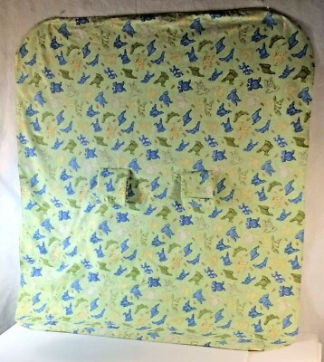 Baby Car Seat Cover 34"X40" Handmade Cotton Fabric Green & Blue - Image 1 of 4