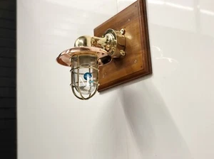 Antique Brass Sconce Lights Copper Shade & Junction Box Vintage Style Set of 2 - Picture 1 of 13