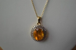 3,50ct Buriti Feueropal/Diamant Anhänger mit 20 Zoll Kette 14k YG über Feinsilber - Bild 1 von 10
