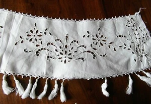 bande broderie richelieu MAIN coton pompon72x14cm@OLD - Picture 1 of 5
