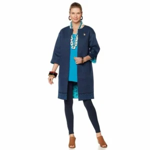 RARA AVIS Size S Iris Apfel Lightwt Quilted Owl Jacket DEEP NAVY TURQ - Picture 1 of 5