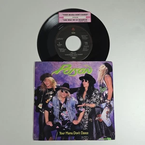 Poison "Your Mama Don't Dance" "Look What The Cat Dragged In" 45 VG+ Tested - Picture 1 of 5