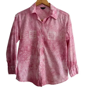 TRUE GRIT | Pink Tie Dye Western Print Relaxed Button Down Shirt Tie Dye | Small - Bild 1 von 4