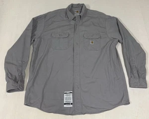 Carhartt FR Flannel Shirt Men XL Flame Resistance Work Grey Flannel SW2 - Picture 1 of 5